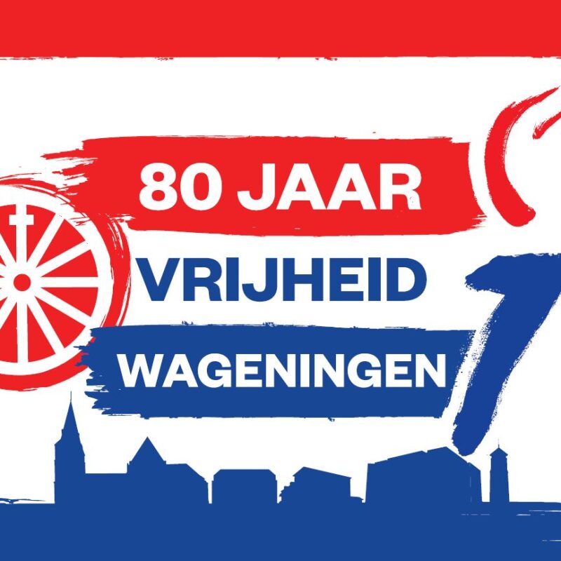 Bevrijdingsvlag 80 jaar vrijheid Wageningen